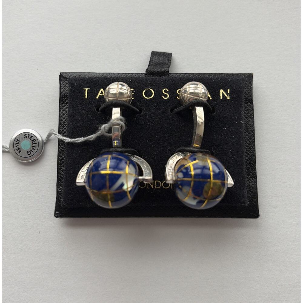Vintage Robert Tateossian Sterling Cuff Links Spinning Lapis Globe